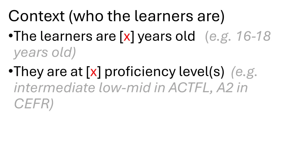 context who the learners are the learners