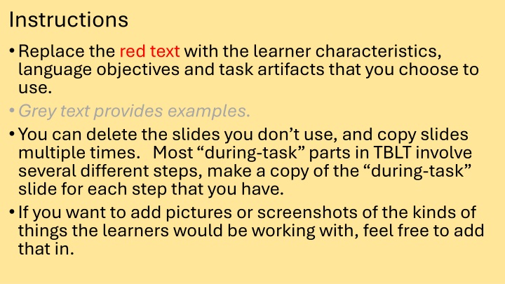instructions replace the red text with
