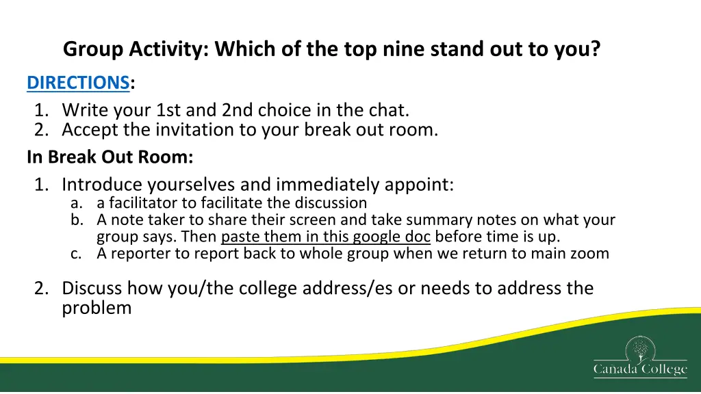 group activity which of the top nine stand