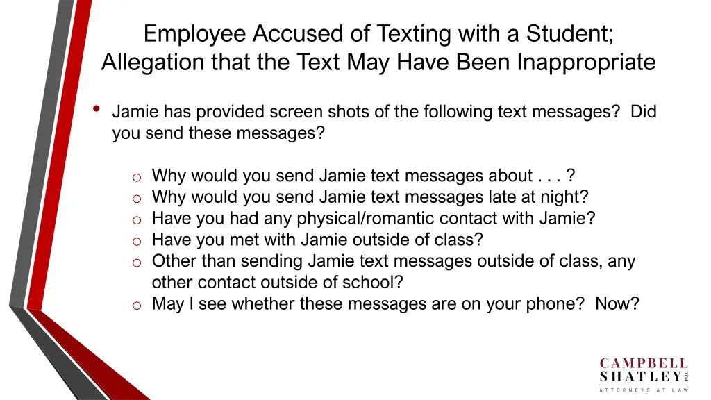 employee accused of texting with a student