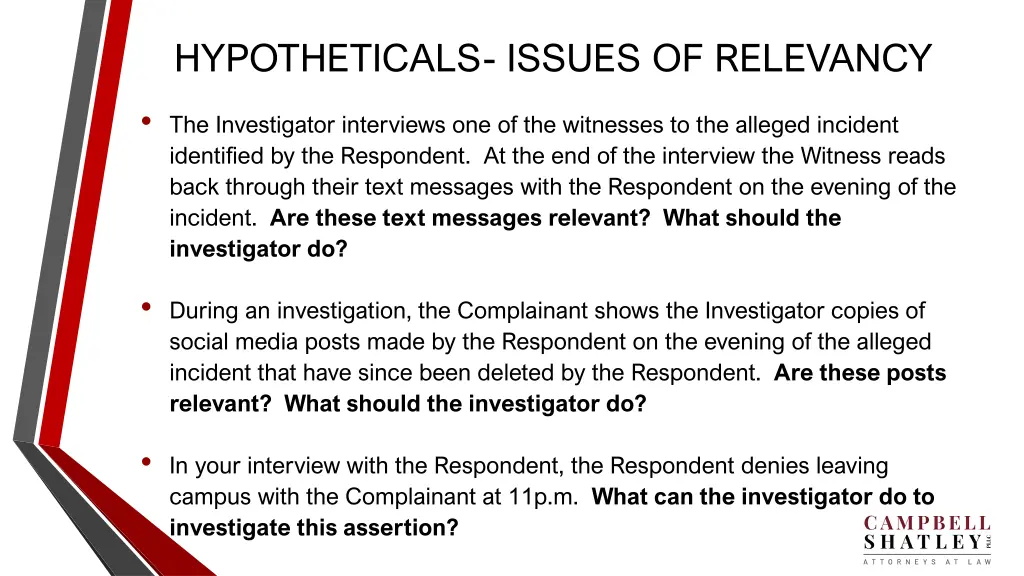 hypotheticals issues of relevancy