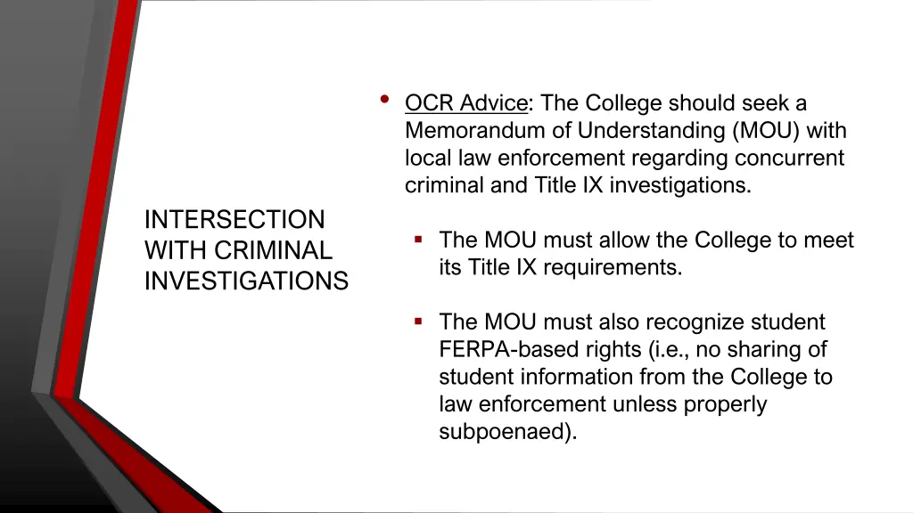 ocr advice the college should seek a memorandum