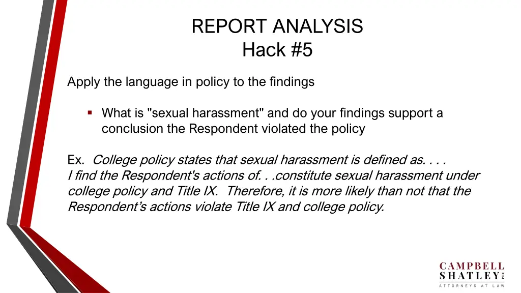 report analysis hack 5
