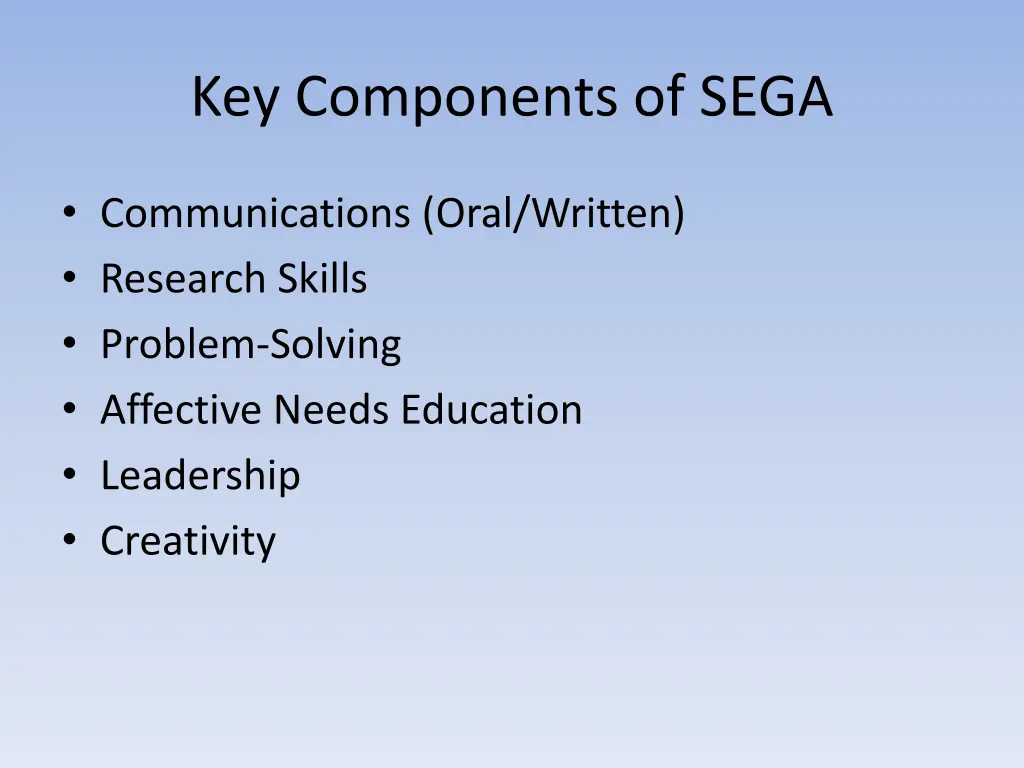 key components of sega