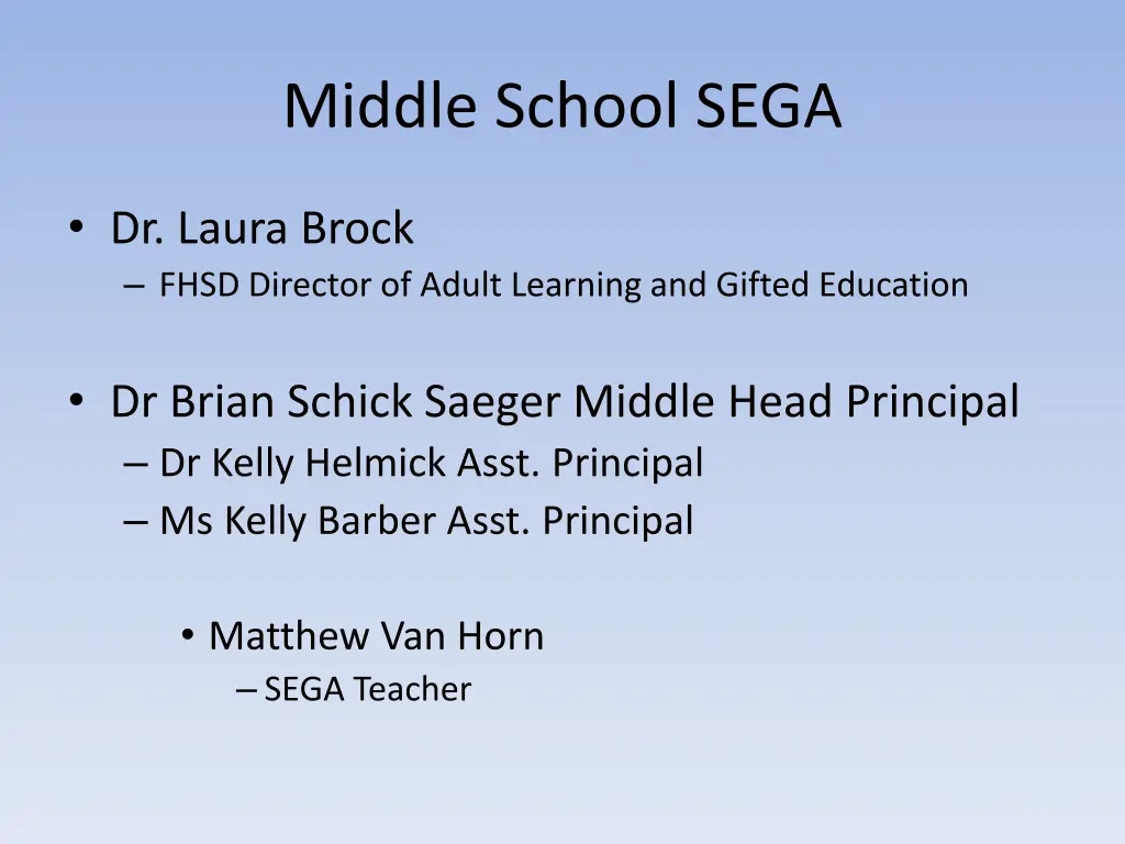 middle school sega