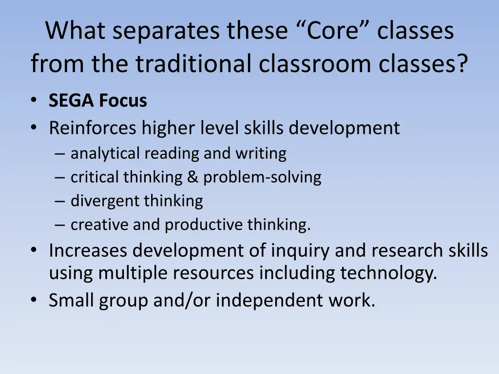 what separates these core classes from