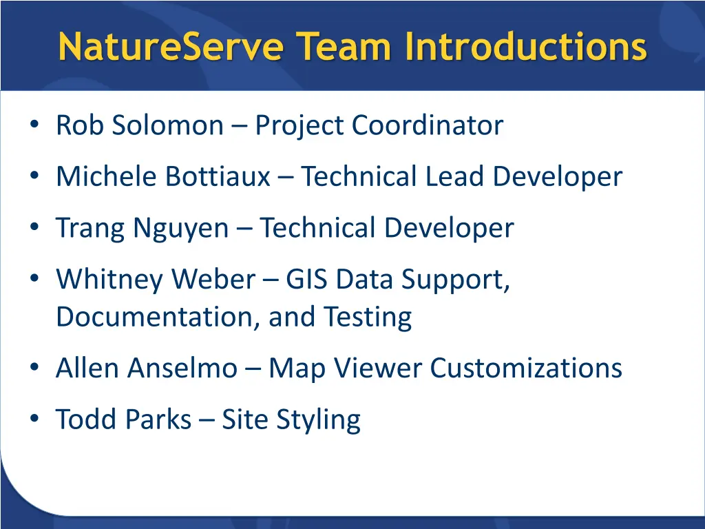 natureserve team introductions