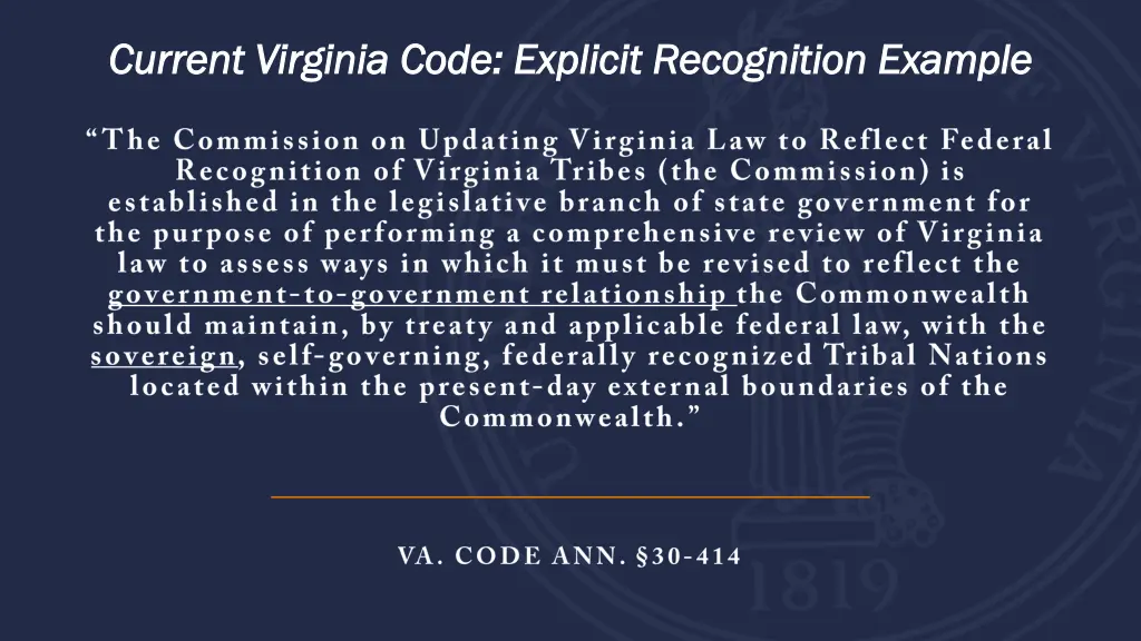 current virginia code explicit recognition