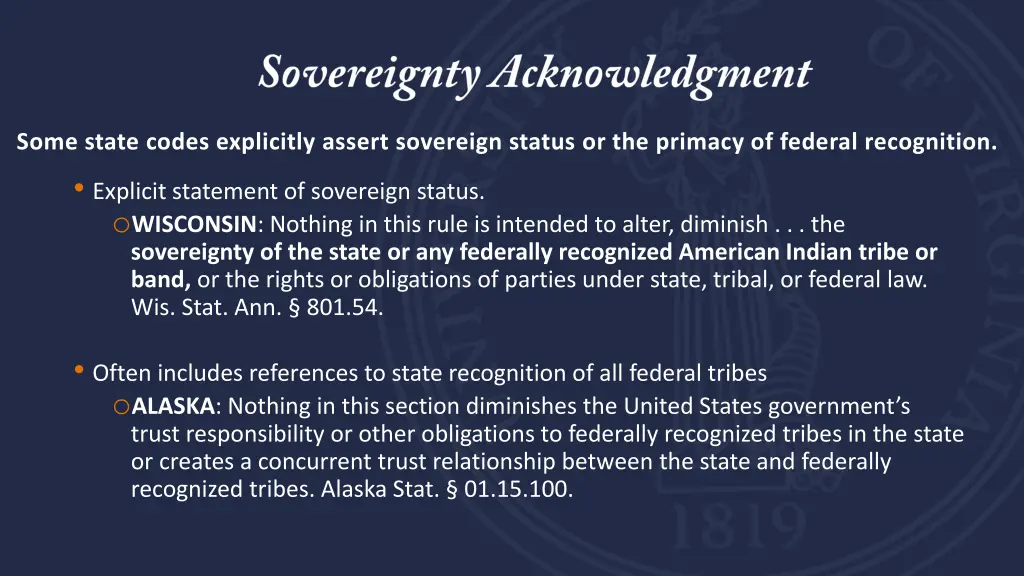 some state codes explicitly assert sovereign