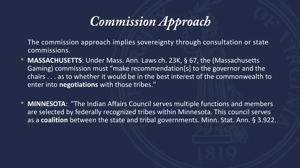 the commission approach implies sovereignty