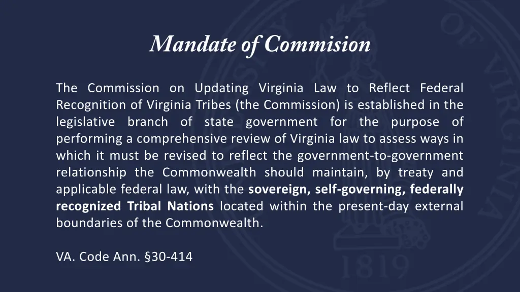 the commission on updating virginia