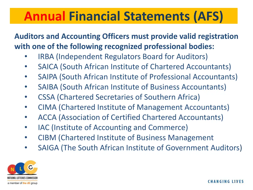 annual financial statements afs 1