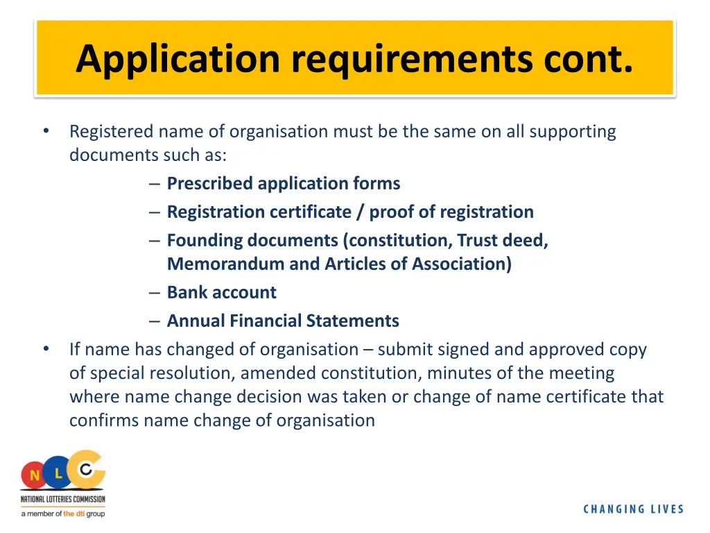 application requirements cont