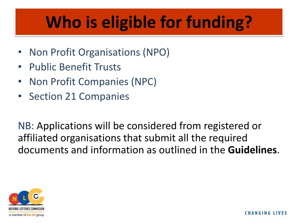 who is eligible for funding