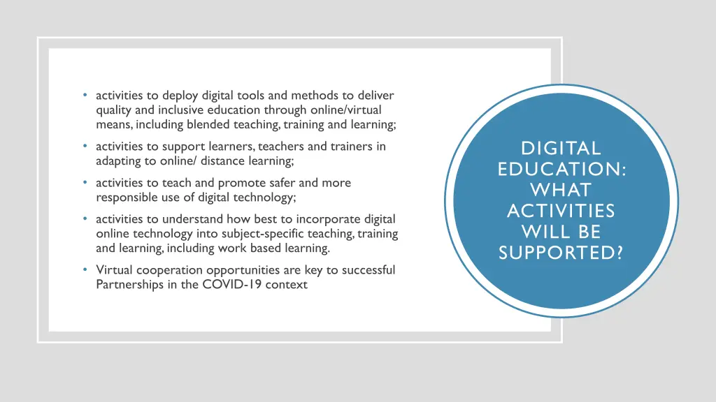 activities to deploy digital tools and methods