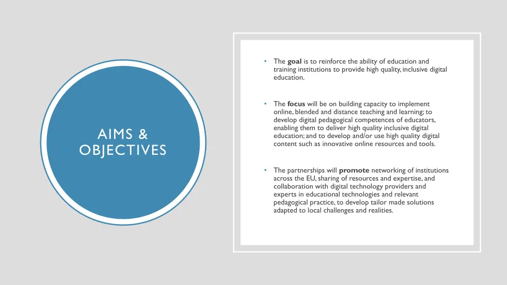 the goal is to reinforce the ability of education