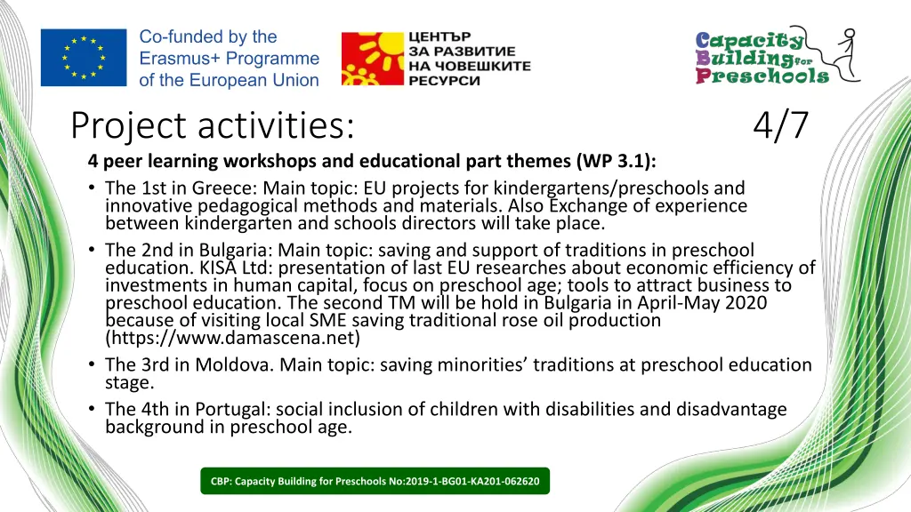 project activities 4 peer learning workshops