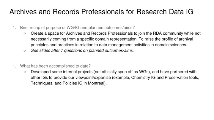 archives and records professionals for research