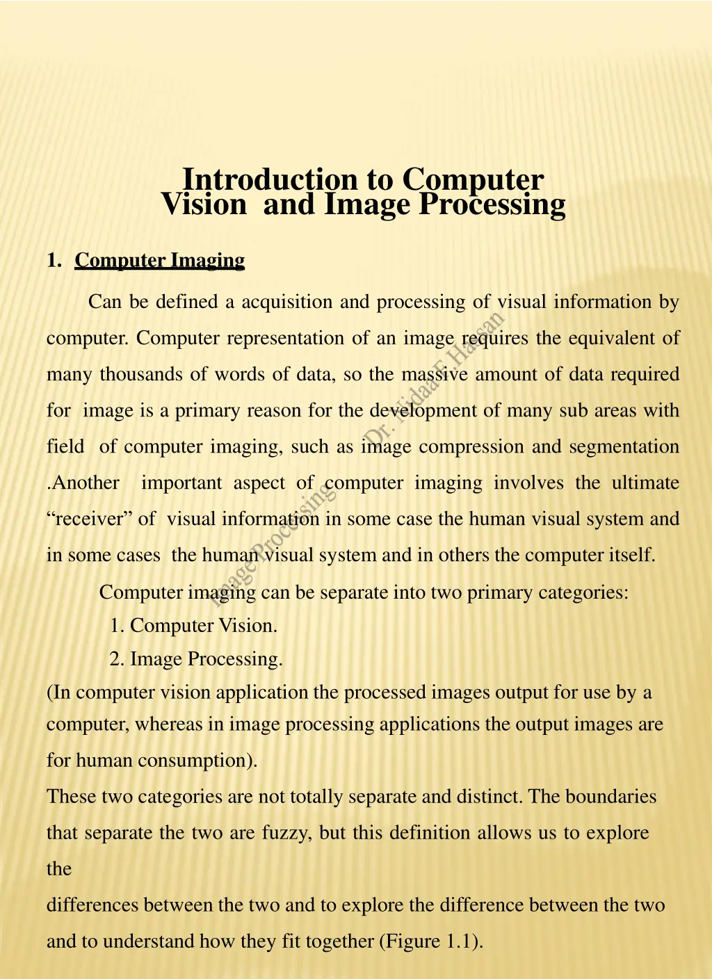 introduction to computer vision and image