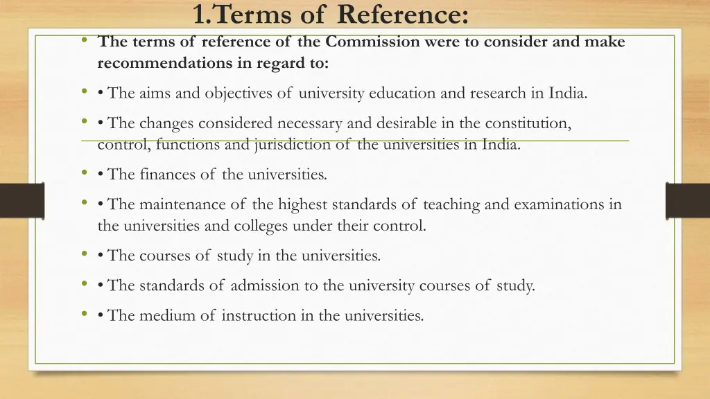 1 terms of reference the terms of reference