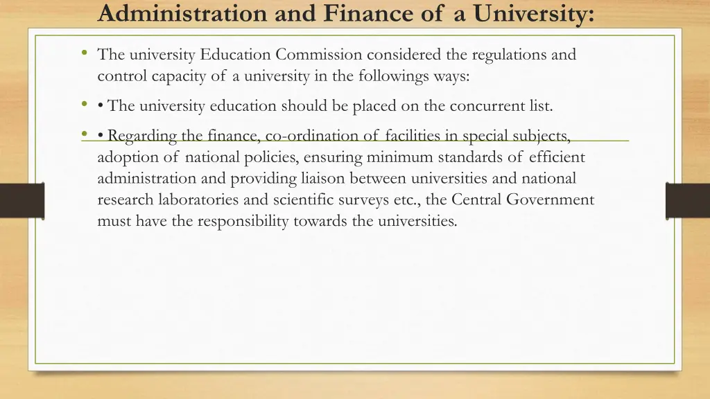 administration and finance of a university