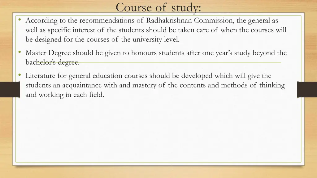 course of study