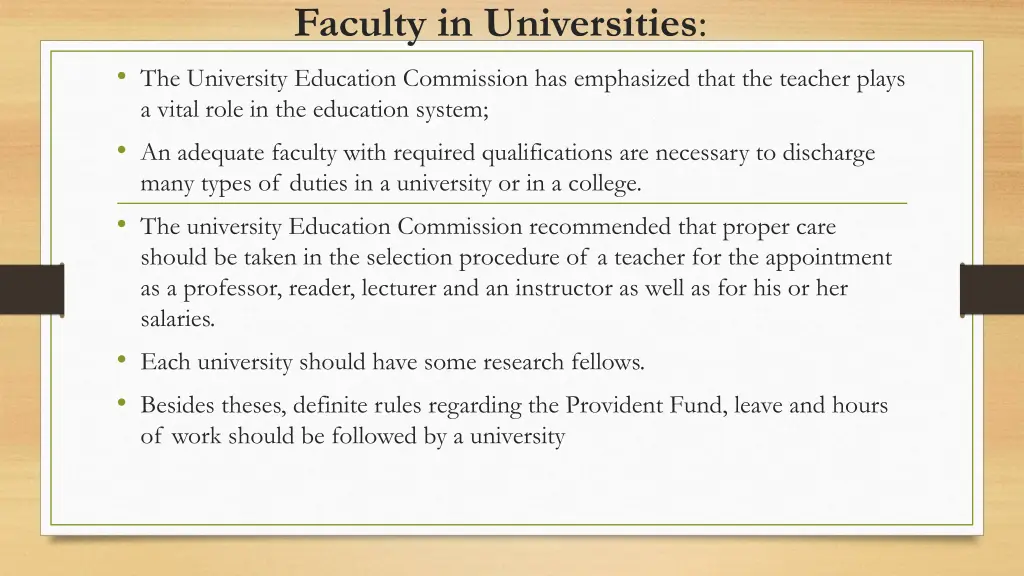 faculty in universities the university education