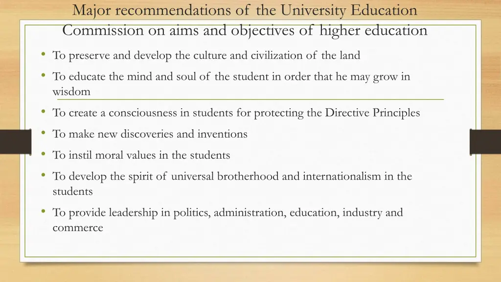 major recommendations of the university education 1