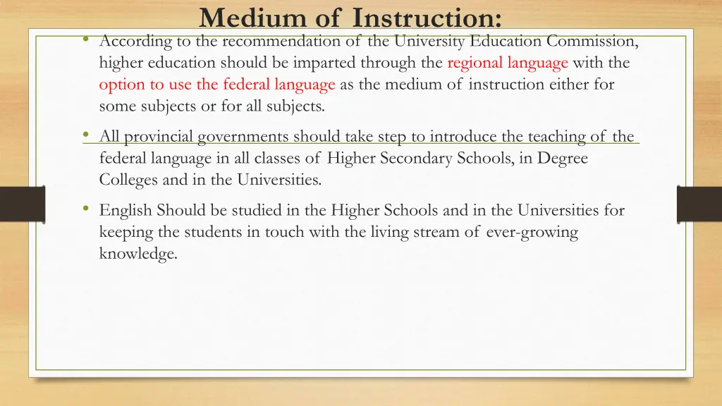medium of instruction according