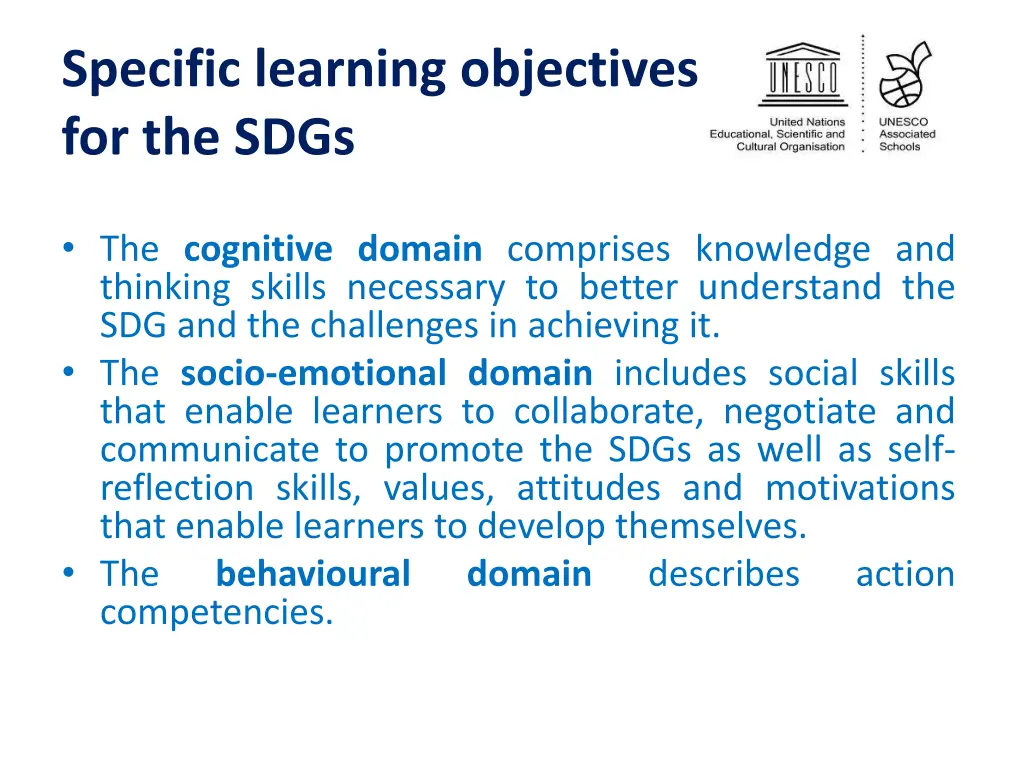 specific learning objectives for the sdgs