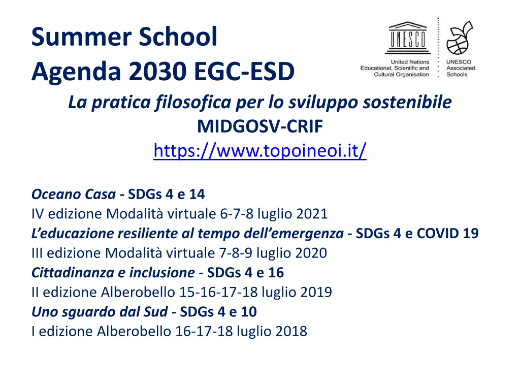 summer school agenda 2030 egc esd la pratica
