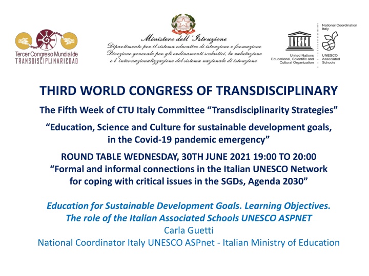 third world congress of transdisciplinary