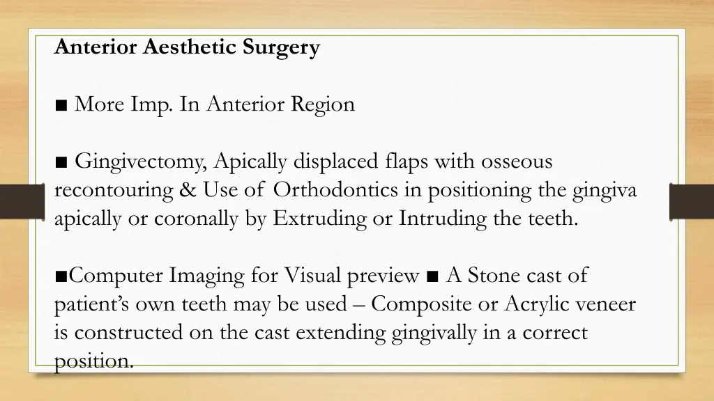 anterior aesthetic surgery