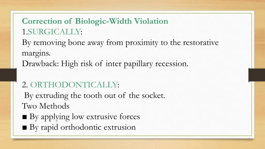 correction of biologic width violation