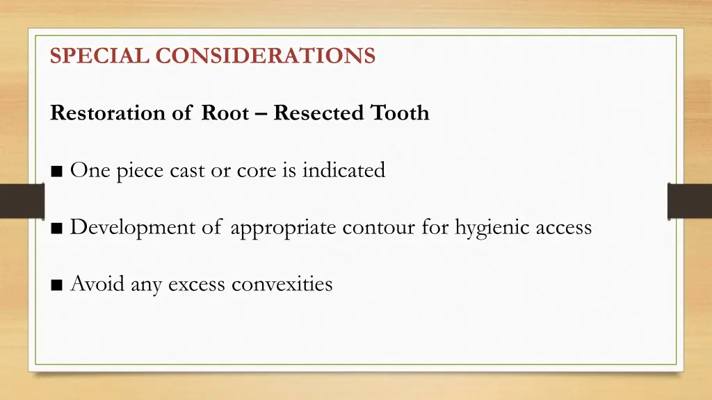 special considerations