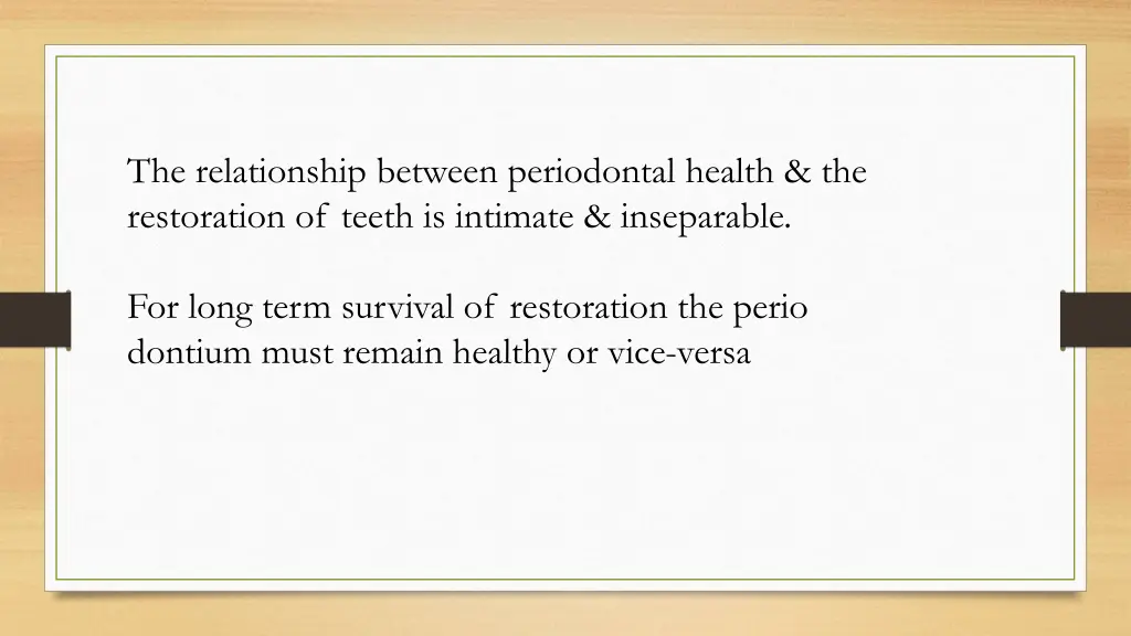the relationship between periodontal health