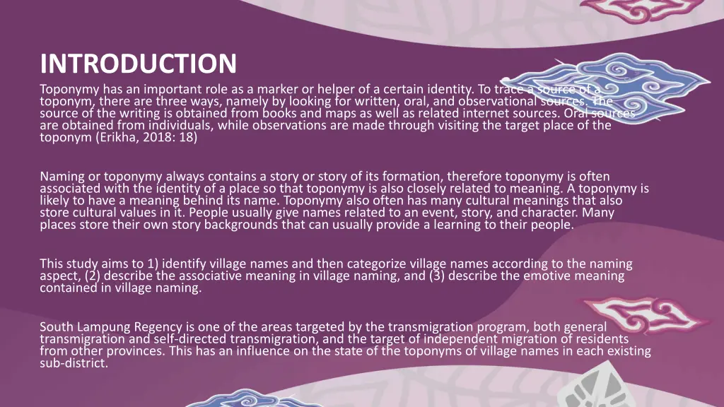 introduction toponymy has an important role