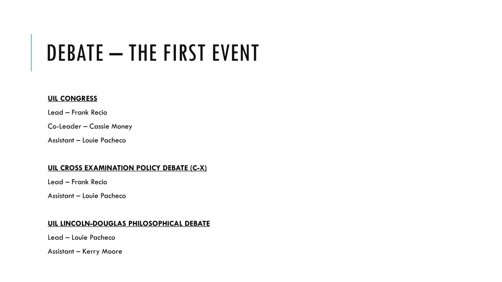 debate the first event