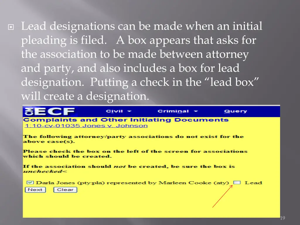 lead designations can be made when an initial