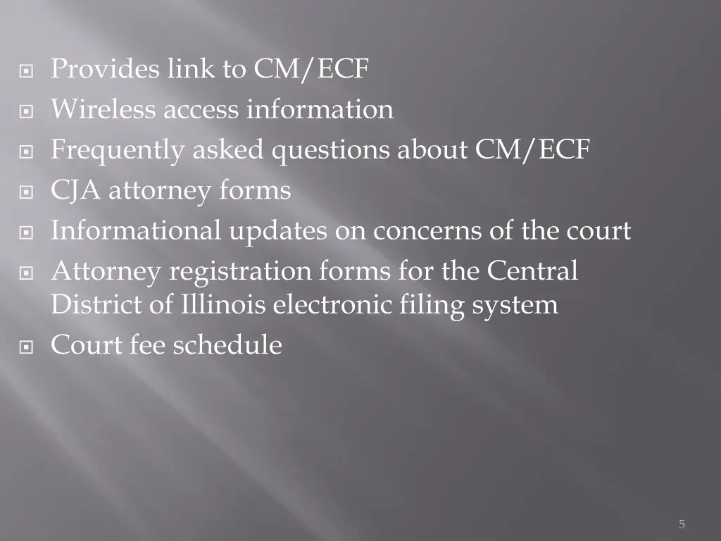 provides link to cm ecf wireless access