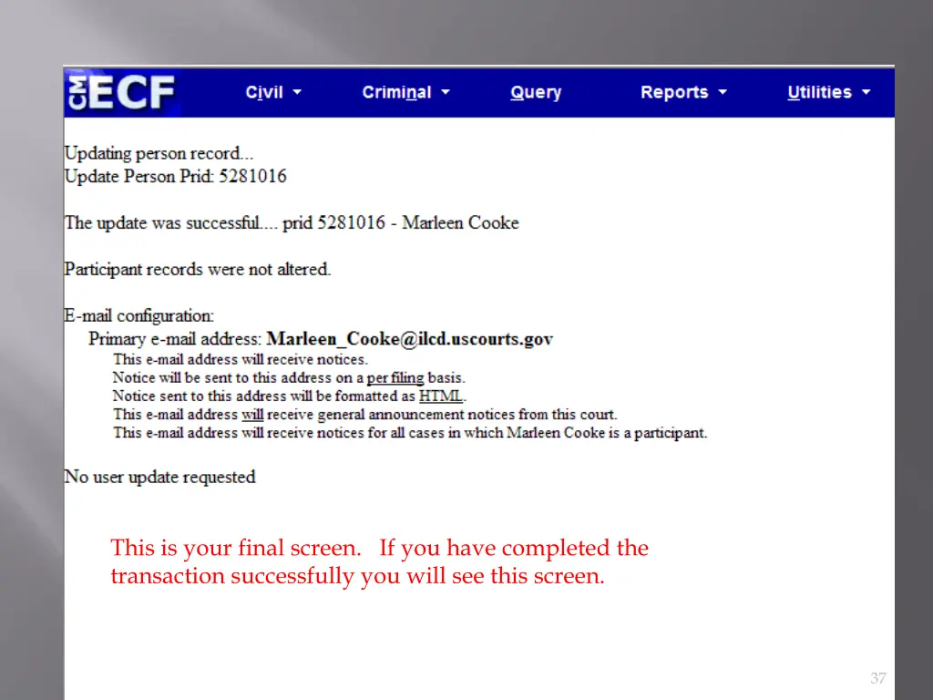 this is your final screen if you have completed