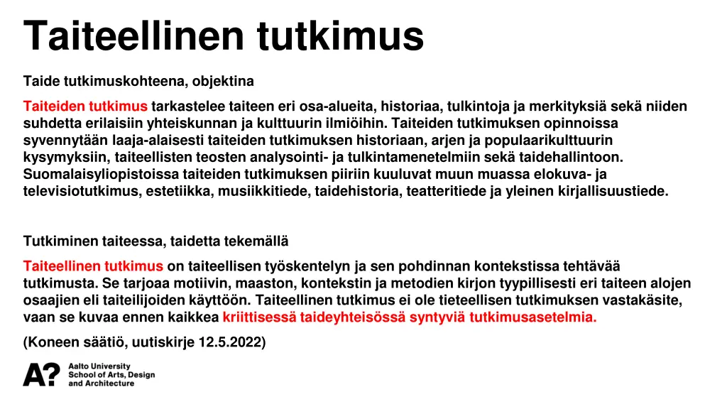taiteellinen tutkimus