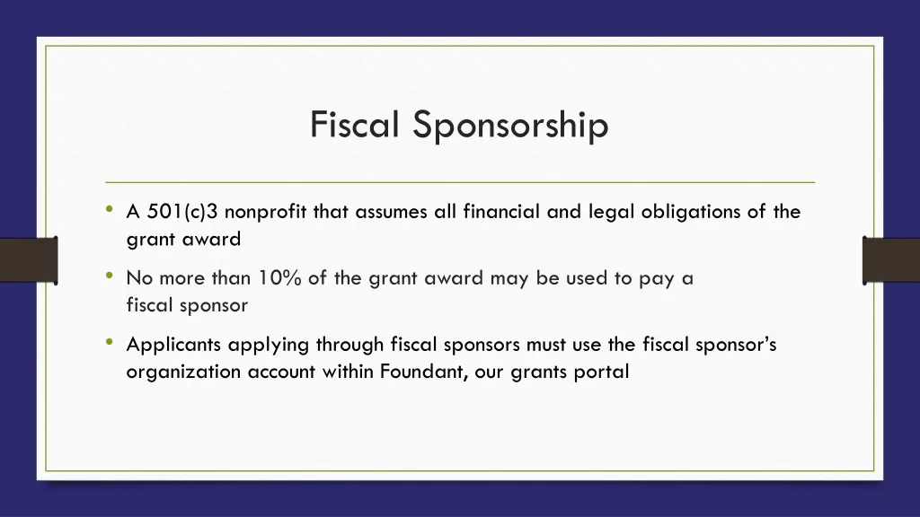 fiscal sponsorship