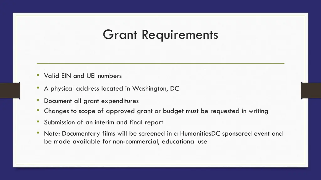 grant requirements
