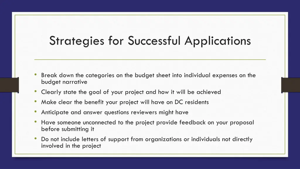 strategies for successful applications