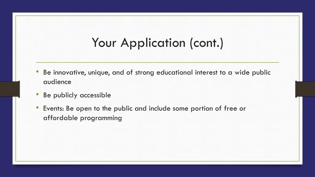 your application cont