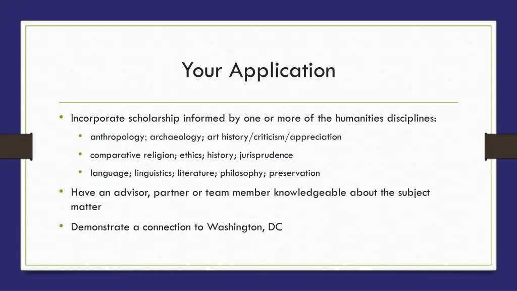 your application