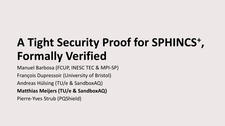 a tight security proof for sphincs formally