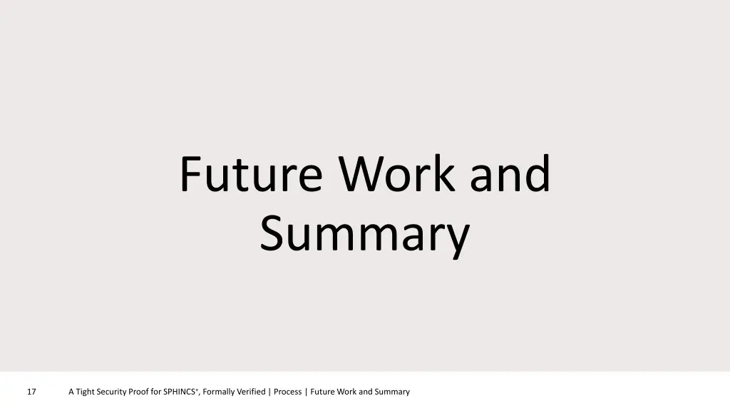 future work and summary