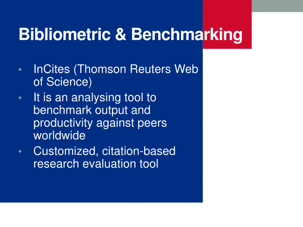 bibliometric benchmarking
